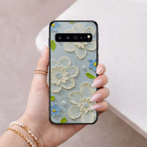 Samsung Galaxy S10 5G Cover - Floral Series 3 - HQ Ultra Shine Premium Infinity Glass Soft Silicon Borders Case