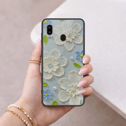 Samsung Galaxy A30 Cover - Floral Series 3 - HQ Ultra Shine Premium Infinity Glass Soft Silicon Borders Case