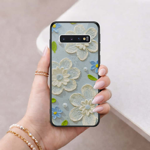 Samsung Galaxy S10 Cover - Floral Series 3 - HQ Ultra Shine Premium Infinity Glass Soft Silicon Borders Case