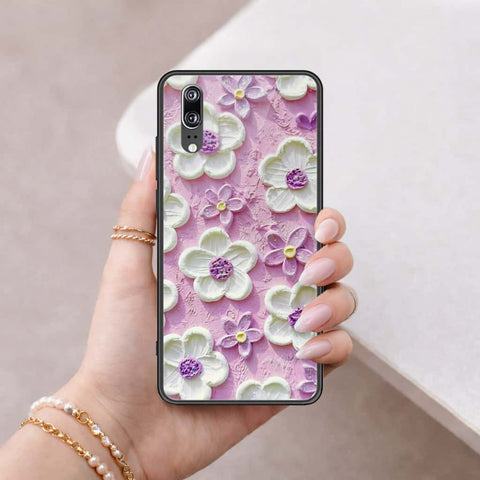Huawei P20 Cover - Floral Series 3 - HQ Ultra Shine Premium Infinity Glass Soft Silicon Borders Case