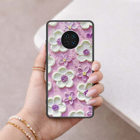 Huawei Mate 30 Cover - Floral Series 3 - HQ Ultra Shine Premium Infinity Glass Soft Silicon Borders Case