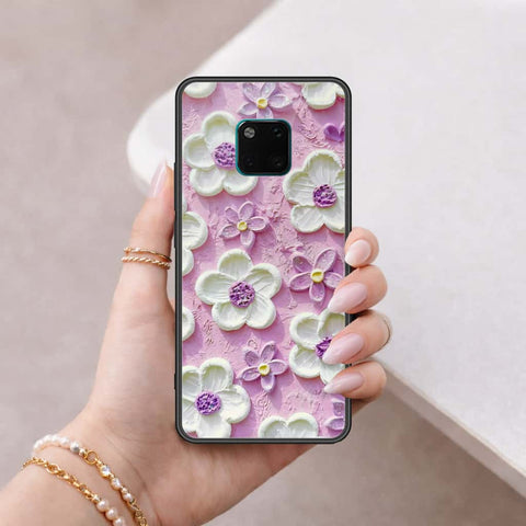 Huawei Mate 20 Pro Cover - Floral Series 3 - HQ Ultra Shine Premium Infinity Glass Soft Silicon Borders Case