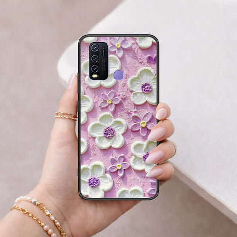 Vivo Y50 Cover - Floral Series 3 - HQ Ultra Shine Premium Infinity Glass Soft Silicon Borders Case