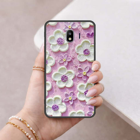 Samsung Galaxy J4 2018 Cover - Floral Series 3 - HQ Ultra Shine Premium Infinity Glass Soft Silicon Borders Case