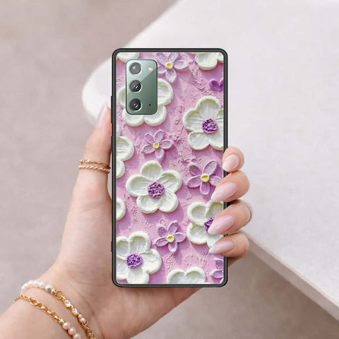 Samsung Galaxy Note 20 Cover - Floral Series 3 - HQ Ultra Shine Premium Infinity Glass Soft Silicon Borders Case