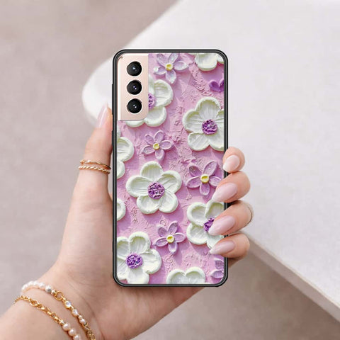 Samsung Galaxy S21 5G Cover - Floral Series 3 - HQ Ultra Shine Premium Infinity Glass Soft Silicon Borders Case