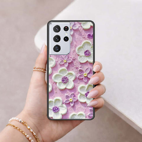 Samsung Galaxy S21 Ultra 5G Cover - Floral Series 3 - HQ Ultra Shine Premium Infinity Glass Soft Silicon Borders Case