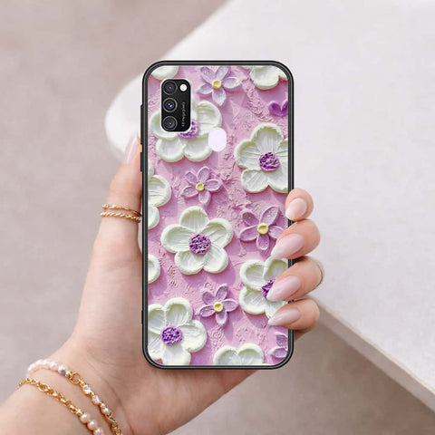 Samsung Galaxy M30s Cover - Floral Series 3 - HQ Ultra Shine Premium Infinity Glass Soft Silicon Borders Case