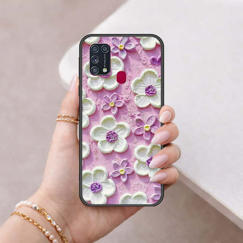 Samsung Galaxy M21s Cover - Floral Series 3 - HQ Ultra Shine Premium Infinity Glass Soft Silicon Borders Case