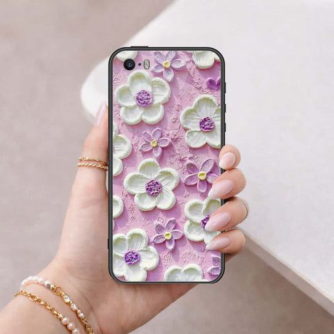 iPhone 5s Cover - Floral Series 3 - HQ Ultra Shine Premium Infinity Glass Soft Silicon Borders Case