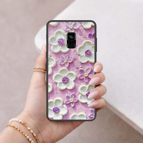 Samsung Galaxy A8 2018 Cover - Floral Series 3 - HQ Ultra Shine Premium Infinity Glass Soft Silicon Borders Case