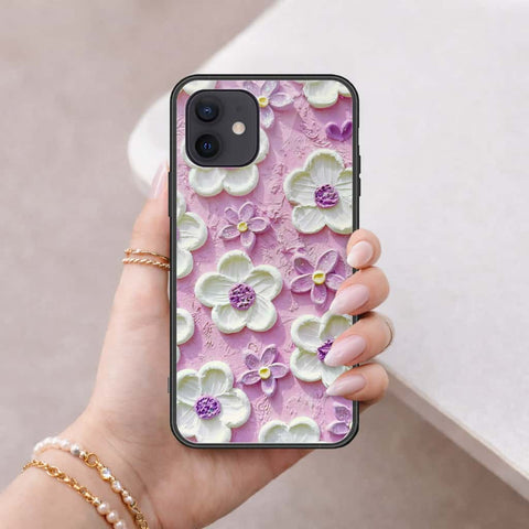 iPhone 12 Mini Cover - Floral Series 3 - HQ Ultra Shine Premium Infinity Glass Soft Silicon Borders Case