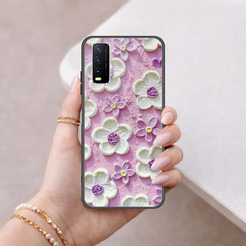 Vivo Y20 Cover - Floral Series 3 - HQ Ultra Shine Premium Infinity Glass Soft Silicon Borders Case