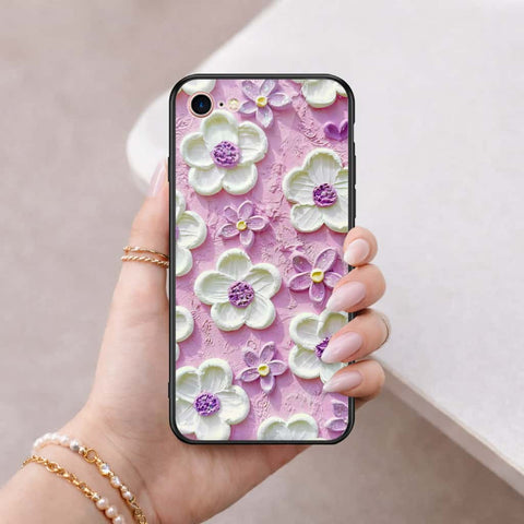 iPhone 8 / 7 - Floral Series 3 - HQ Ultra Shine Premium Infinity Glass Soft Silicon Borders Case