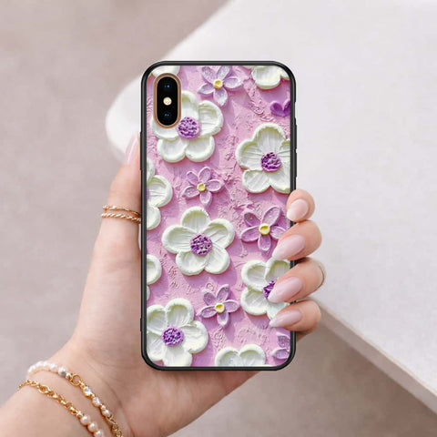 iPhone XS Max - Floral Series 3 - HQ Ultra Shine Premium Infinity Glass Soft Silicon Borders Case