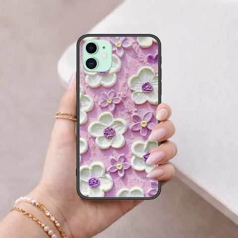 iPhone 11 - Floral Series 3 - HQ Ultra Shine Premium Infinity Glass Soft Silicon Borders Case