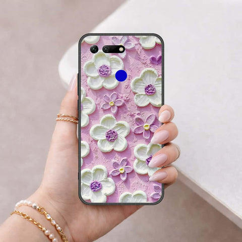 Huawei Honor View 20 Cover - Floral Series 3 - HQ Ultra Shine Premium Infinity Glass Soft Silicon Borders Case