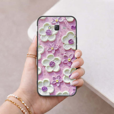 Samsung Galaxy J7 2015 Cover - Floral Series 3 - HQ Ultra Shine Premium Infinity Glass Soft Silicon Borders Case