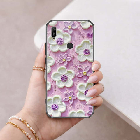 Huawei Y6 2019 / Y6 Prime 2019 Cover - Floral Series 3 - HQ Ultra Shine Premium Infinity Glass Soft Silicon Borders Case