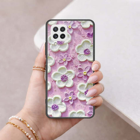 Samsung Galaxy A22 Cover - Floral Series 3 - HQ Ultra Shine Premium Infinity Glass Soft Silicon Borders Case
