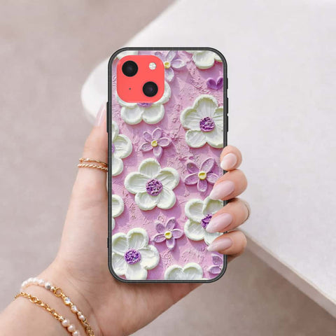 iPhone 13 Mini Cover - Floral Series 3 - HQ Ultra Shine Premium Infinity Glass Soft Silicon Borders Case