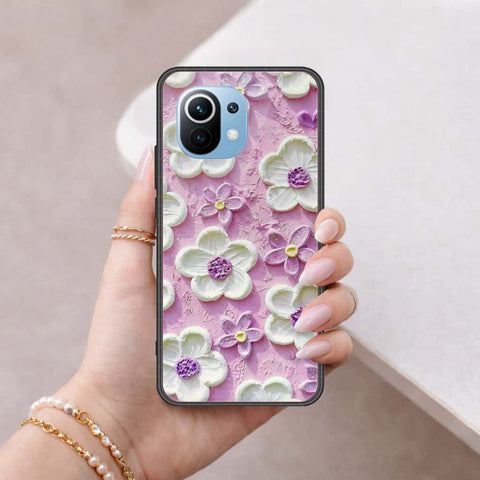 Xiaomi Mi 11 Cover - Floral Series 3 - HQ Ultra Shine Premium Infinity Glass Soft Silicon Borders Case