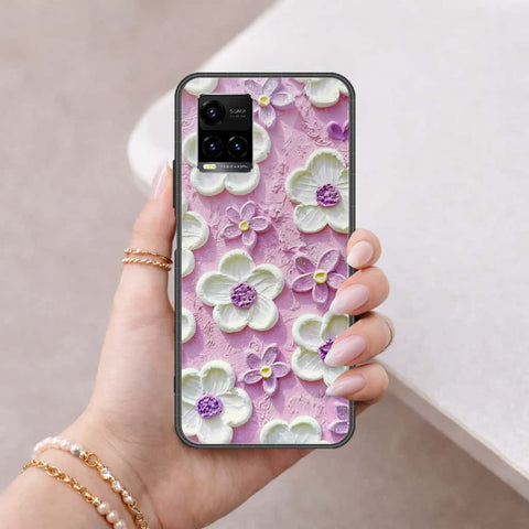 Vivo Y33t Cover - Floral Series 3 - HQ Ultra Shine Premium Infinity Glass Soft Silicon Borders Case