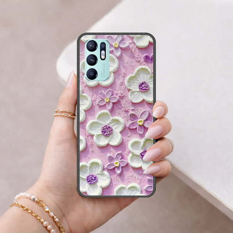 Oppo Reno 6 Cover - Floral Series 3 - HQ Ultra Shine Premium Infinity Glass Soft Silicon Borders Case
