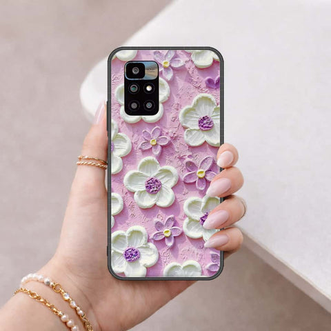 Xiaomi Redmi 10 Cover - Floral Series 3 - HQ Ultra Shine Premium Infinity Glass Soft Silicon Borders Case