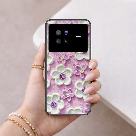 Vivo X80 Cover - Floral Series 3 - HQ Ultra Shine Premium Infinity Glass Soft Silicon Borders Case