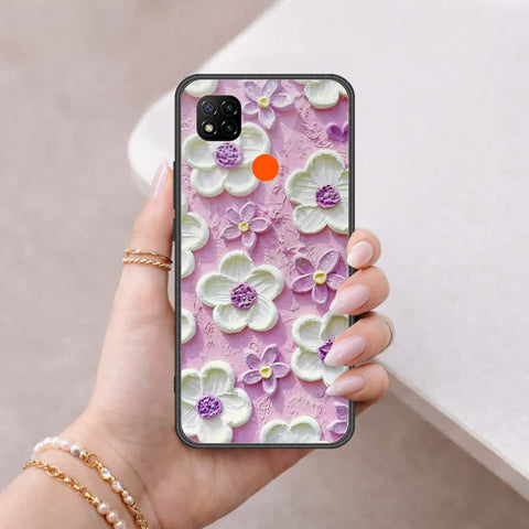 Xiaomi Redmi 9C Cover - Floral Series 3 - HQ Ultra Shine Premium Infinity Glass Soft Silicon Borders Case