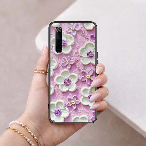 Realme 6 Cover - Floral Series 3 - HQ Ultra Shine Premium Infinity Glass Soft Silicon Borders Case