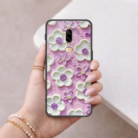OnePlus 6 Cover - Floral Series 3 - HQ Ultra Shine Premium Infinity Glass Soft Silicon Borders Case