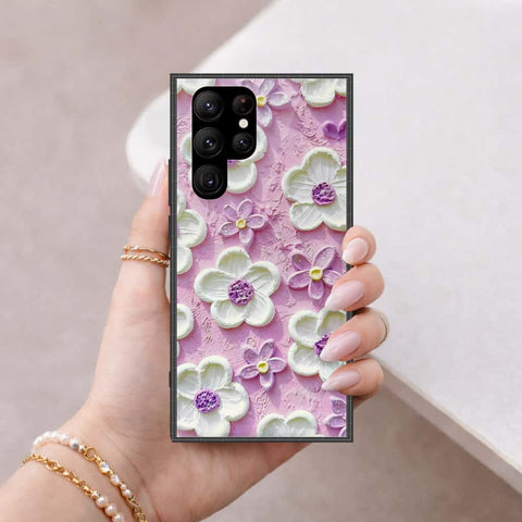 Samsung Galaxy S23 Ultra 5G Cover - Floral Series 3 - HQ Ultra Shine Premium Infinity Glass Soft Silicon Borders Case