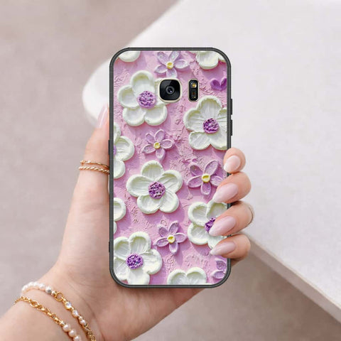 Samsung Galaxy S7 Cover - Floral Series 3 - HQ Ultra Shine Premium Infinity Glass Soft Silicon Borders Case