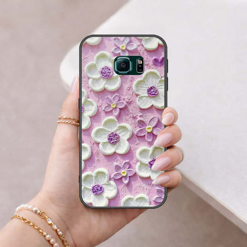 Samsung Galaxy S6 Edge Cover - Floral Series 3 - HQ Ultra Shine Premium Infinity Glass Soft Silicon Borders Case
