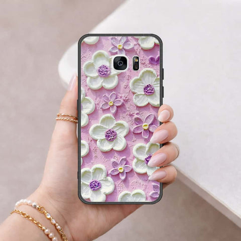 Samsung Galaxy S7 Edge Cover - Floral Series 3 - HQ Ultra Shine Premium Infinity Glass Soft Silicon Borders Case