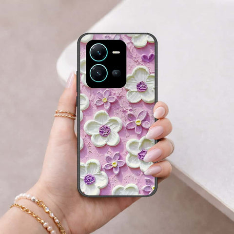 Vivo X80 Lite Cover - Floral Series 3 - HQ Ultra Shine Premium Infinity Glass Soft Silicon Borders Case