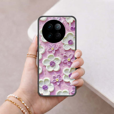 Vivo X90 Pro Cover - Floral Series 3 - HQ Ultra Shine Premium Infinity Glass Soft Silicon Borders Case