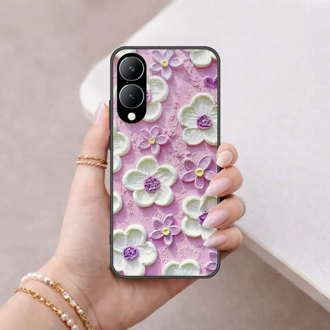 Vivo Y17s Cover - Floral Series 3 - HQ Ultra Shine Premium Infinity Glass Soft Silicon Borders Case