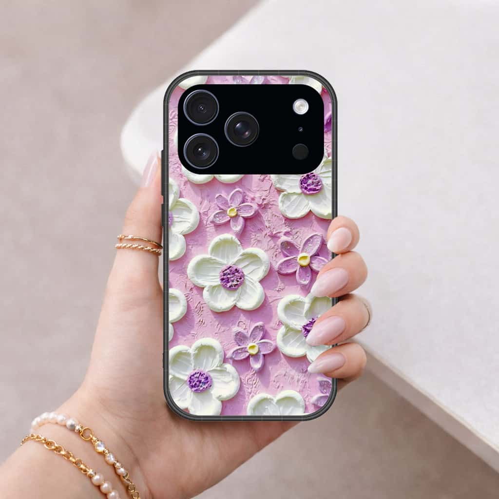 iPhone 17 Pro Max - Floral Series 3 - HQ Ultra Shine Premium Infinity Glass Soft Silicon Borders Case (Fast Delivery)