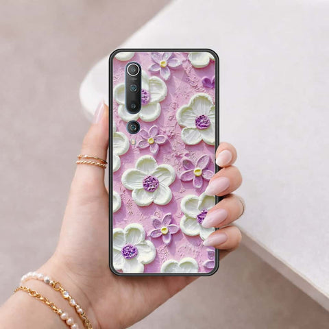 Xiaomi Mi 10 Cover - Floral Series 3 - HQ Ultra Shine Premium Infinity Glass Soft Silicon Borders Case