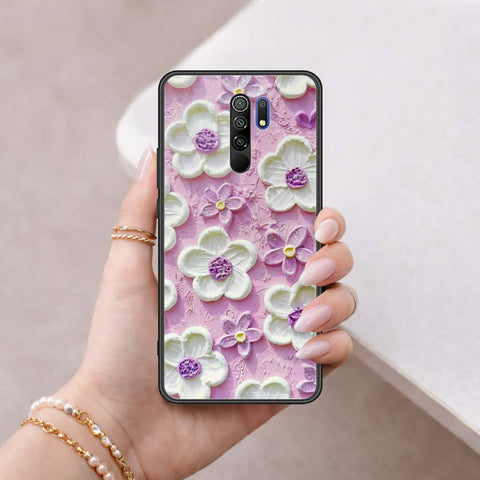 Xiaomi Redmi 9 Cover - Floral Series 3 - HQ Ultra Shine Premium Infinity Glass Soft Silicon Borders Case