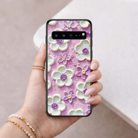 Samsung Galaxy S10 5G Cover - Floral Series 3 - HQ Ultra Shine Premium Infinity Glass Soft Silicon Borders Case