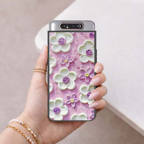 Samsung Galaxy A90 Cover - Floral Series 3 - HQ Ultra Shine Premium Infinity Glass Soft Silicon Borders Case