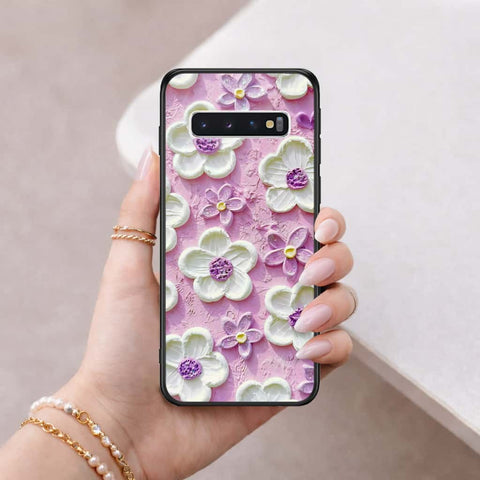 Samsung Galaxy S10 Cover - Floral Series 3 - HQ Ultra Shine Premium Infinity Glass Soft Silicon Borders Case