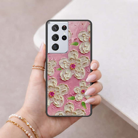 Samsung Galaxy S21 Ultra 5G Cover - Floral Series 3 - HQ Ultra Shine Premium Infinity Glass Soft Silicon Borders Case