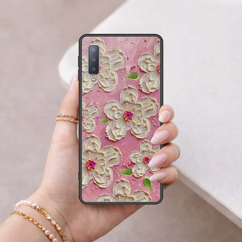 Samsung Galaxy A7 2018 Cover - Floral Series 3 - HQ Ultra Shine Premium Infinity Glass Soft Silicon Borders Case