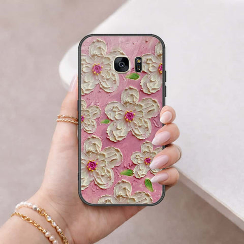 Samsung Galaxy S7 Cover - Floral Series 3 - HQ Ultra Shine Premium Infinity Glass Soft Silicon Borders Case