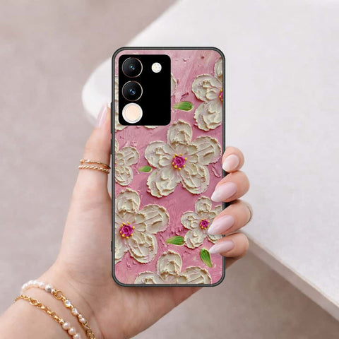 Vivo V29e Cover - Floral Series 3 - HQ Ultra Shine Premium Infinity Glass Soft Silicon Borders Case